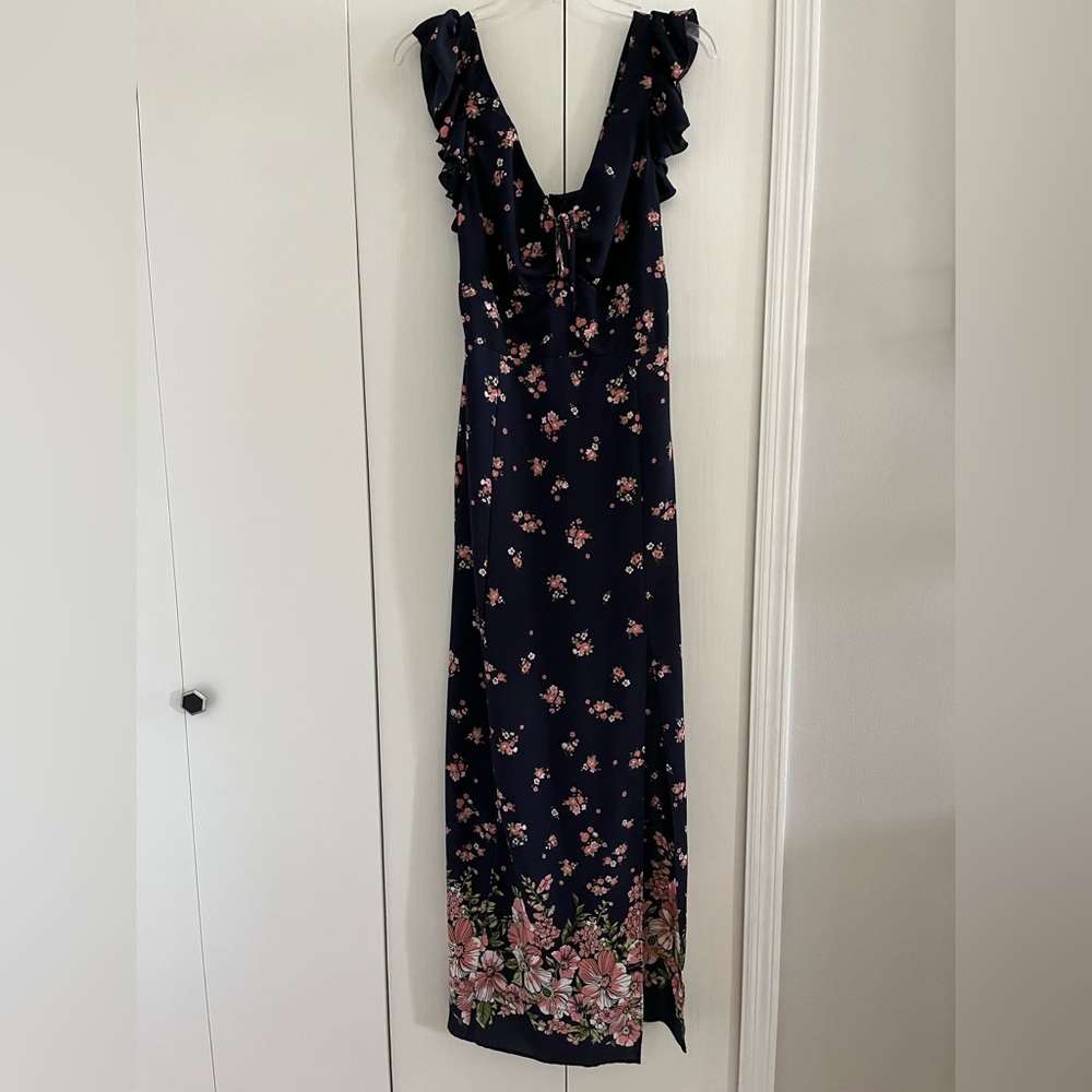 TeezeMe-Navy Floral Sleeveless Maxi Dress. Size 11.